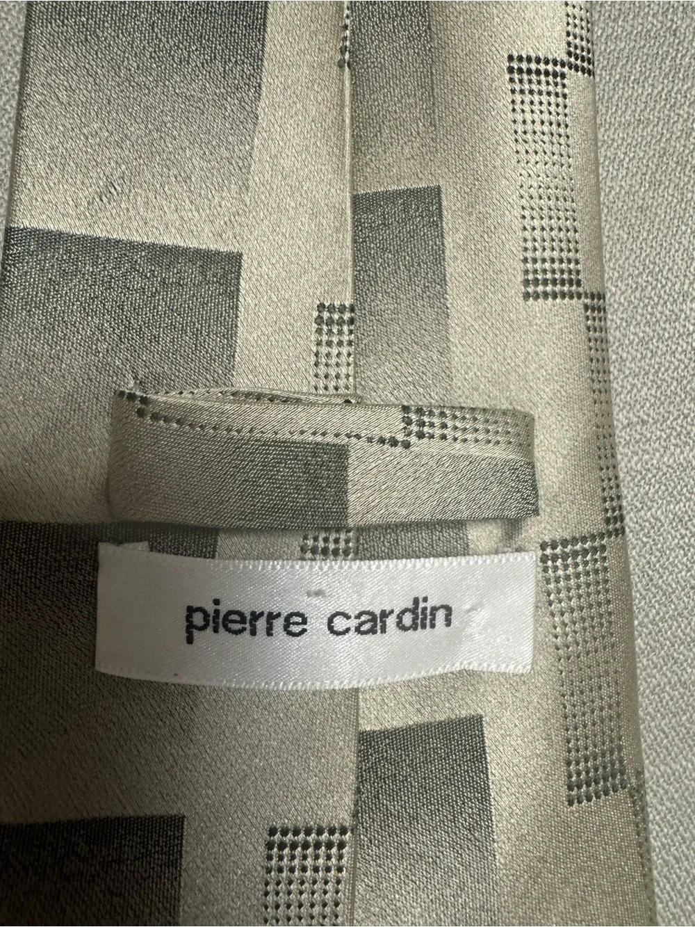 Pierre Cardin Silver Checkerboard Stripe Tie